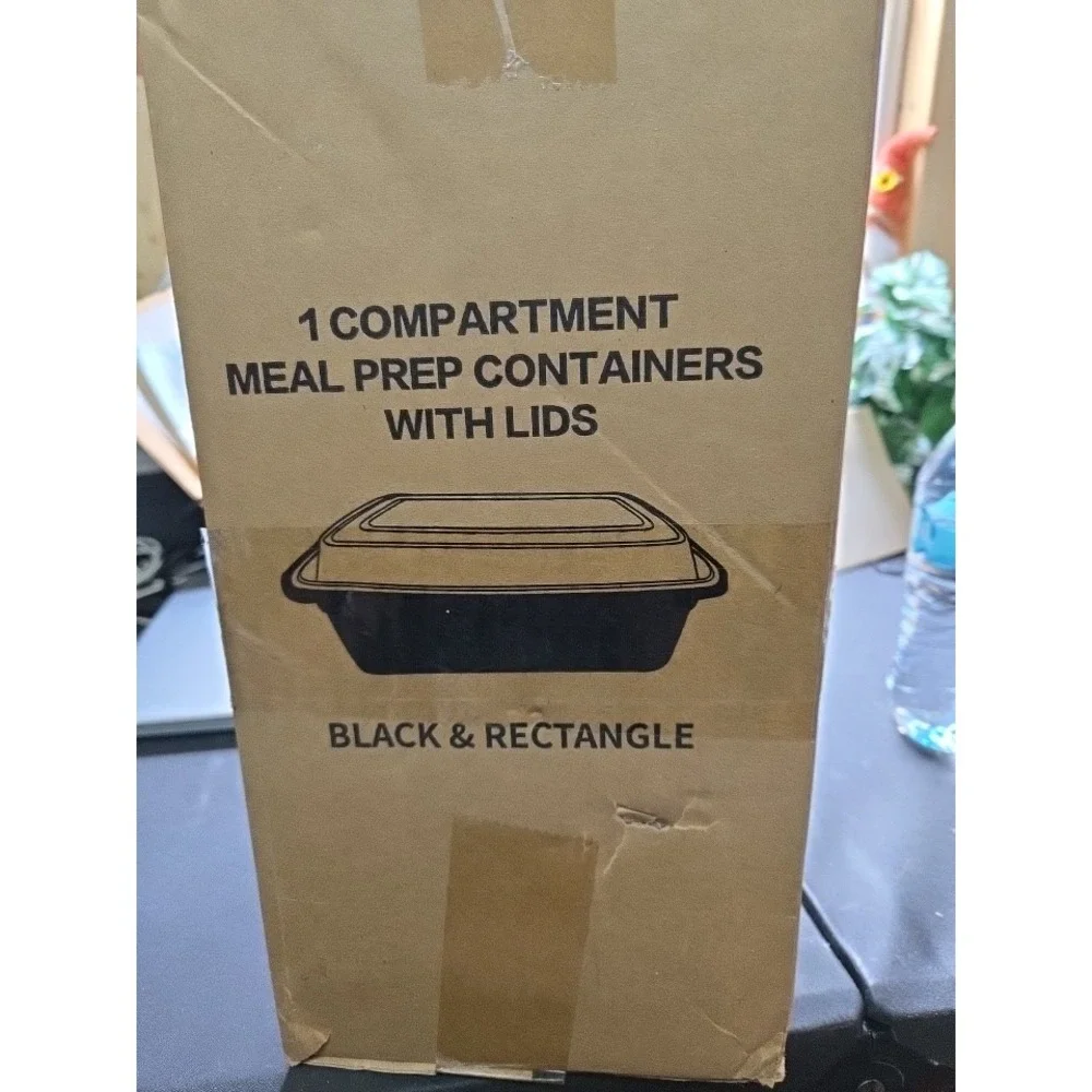 50 Set(100pcs)* 28 Oz Meal Prep Disposable Microwaveable Lunchbox Cont. W Lids
